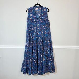 Asha Maxi Dress Sz XL Tiered 100% Cotton Lightweight Flowey Boho